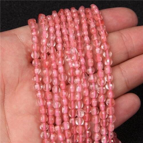 Natural Watermelon Red Crystal Stone Spacers Beads 4mm 6mm Round Loose Beads For Jewelry Bracelet Making DIY Necklace Supplies