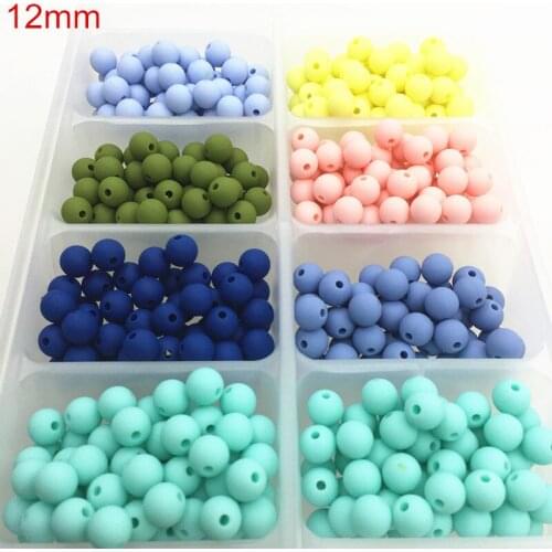 NEW! DIY 12MM 100PCS/lot Silicone Teething Necklace beads Full colors Food Grade silicone loose beads jewellery Free shipping
