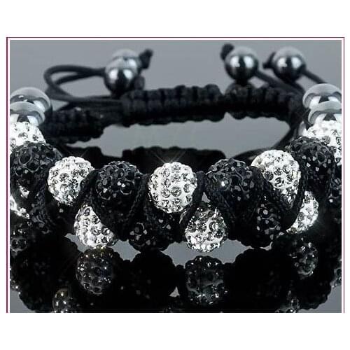 New Style!10mm Two row best cheap Hot White disco Ball Beads Bangles OKE Bracelet jewelry Christmas Gift crystal