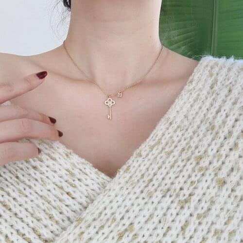 New Arrival Key Lock Shape Necklace Pendant Stainless Steel High Quality Pendant Necklace Titanium steel Jewelry For Women Gift