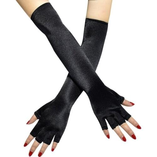 Fingerless Sexy New Half-Finger Dance Party Gloves Ladies Summer Sunscreen Sleeves Driving Riding UV Protection Gloves