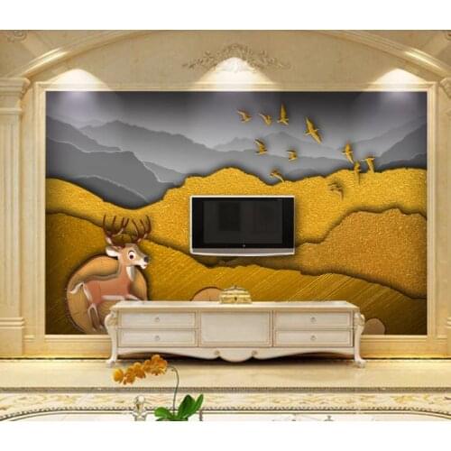 Custom 3D Mural Wallpaper Golden ink landscape abstract Wallpapers Living Room Bedroom Home Decor wallpapers murals