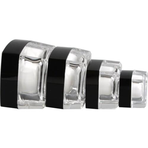 50PCS 15ML/15g 0.5oz Empty Clear Acrylic Cream Lotion Cosmetic Jars Pots Containers With Liners Black Screw Caps Lids