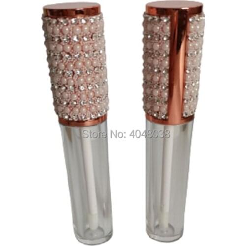 Empty Lip Gloss Wand Tubes 5ml Round Cosmetic Packaging Container New Diamond Lid Plastic Lipgloss Refillable Bottle 30/50pieces