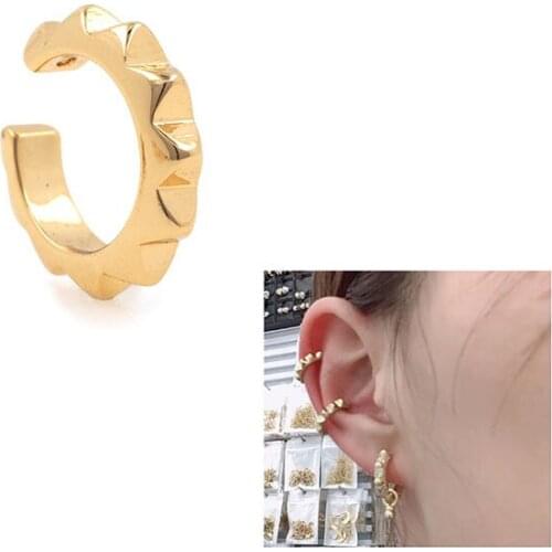 Adjustable Brass Round Ear Clips, Hip Hop Gold Jewelry, Gear Shape Earrings 13.6mm