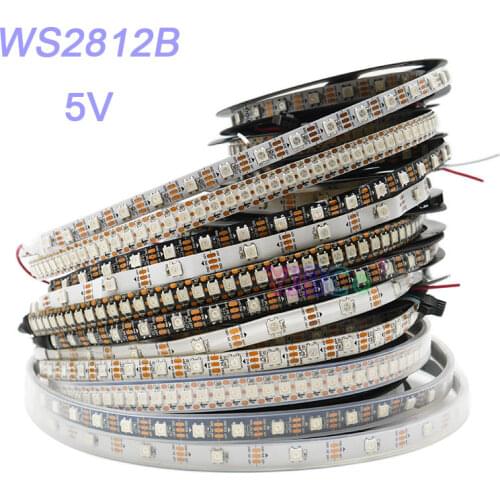 1m/2m/3m/4m/5m WS2812B Smart led strip DC5V 30/60/74/96/100/144 pixels/leds/m WS2812 IC WS2812B/M led lamp Tape IP30/IP65/IP67