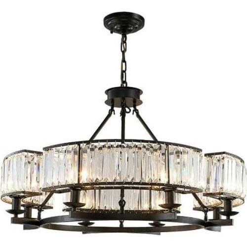 Vintage Loft Style Crystal Lighting Fixture Bronze Black Crystal Chandelier Lampshade lamps for Living Room E14 Led lamp