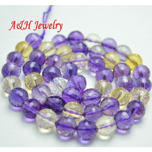 High Quality Synthesis Purple Crystal & 128 Surface 8mm Faceted Round Beads 16'' Fashion Jewelry Making Materials