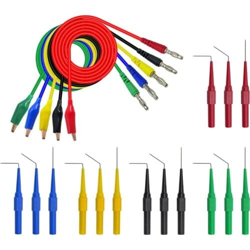 Cleqee P1920 Alligator clip to Banana plug test lead test probe connect to 4mm banana plug for electrical back probe kit