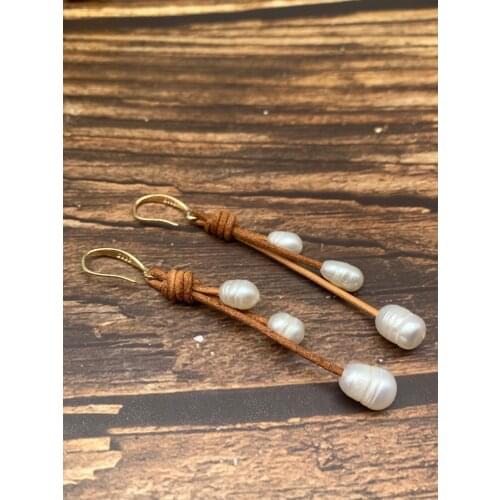 New Pearl Earrings Natural Freshwater Pearl Leather Earrings Fashion Personality Design Pearl Women Gifts Jewelry