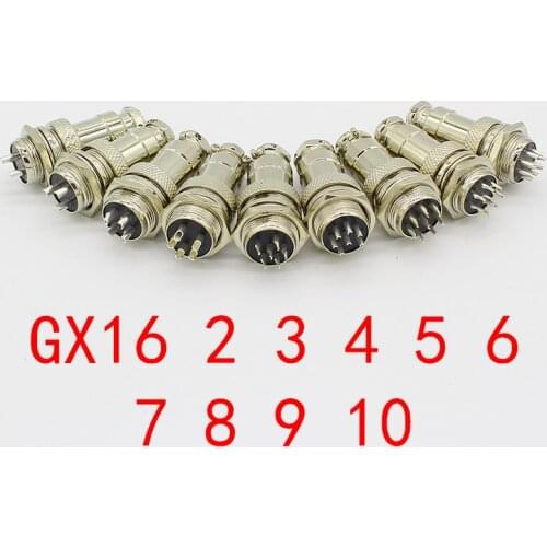 1set GX16-2/3/4/5/6/7/8/9 Pin Male & Female Diameter 16mm Wire Panel Connector GX16 Circular Connector Aviation Socket Plug