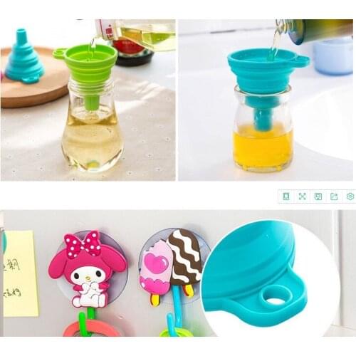 1pcs Foldable Funnel Silicone Collapsible Funnel Folding Portable Funnels Be Hung Household Liquid Dispensing Kitchen Tools