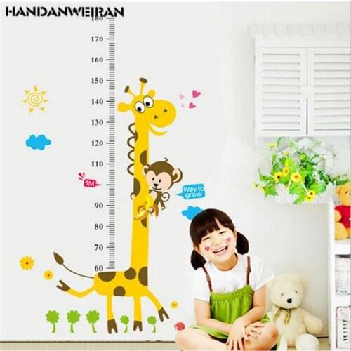 1PCS Height Wall Sticker For Kids Room Cartoon Giraffe Height Ruler Home sticker Decoration Wall Art Sticker Poster