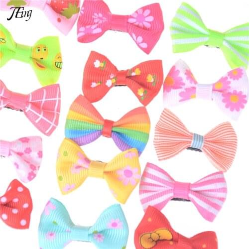 10pcs/lot Ribbon Hair Clip Pet Dog Bows Girls Dog Hairpins Colorful Barrettes Hairgrip Headwear Hair Accessories