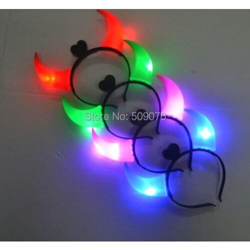 2pcs/lot Fashion LED Devil Horns Light Up Headband Flashing Horns Halloween & Xmas Party