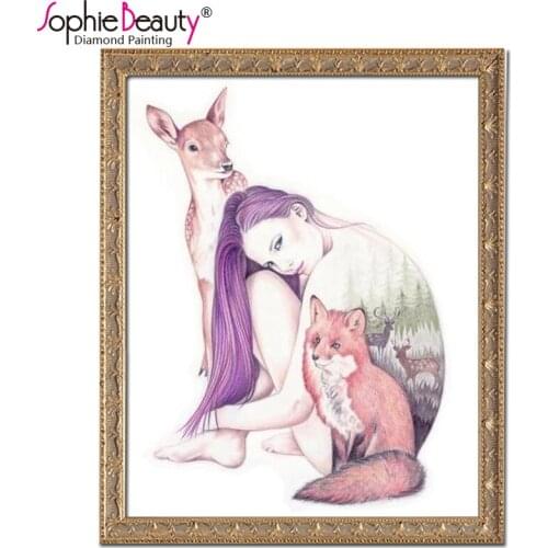 2018 Direct Selling Diy Diamond Painting Cross Stitch Mosaic Needlework Embroidery New Fashion Beauty Flower Lady With Animals