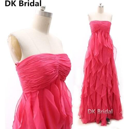 2020 Sexy Strapless Chiffon Evening Dresses Zipper Back robe de soiree Elegant Tassels Bridesmaid Wedding Long Party Dress 2019