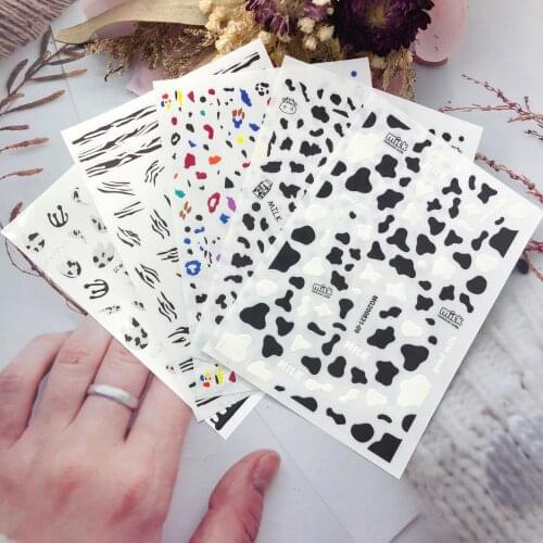 3D Nail Sticker Cute Cow Design DIY Tips Nail Art Ornament Packaging Self-adhesive Transfer Decal Slider