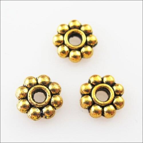 400Pcs Antiqued Gold Color Tiny Daisy Spacer Beads Charms 4mm