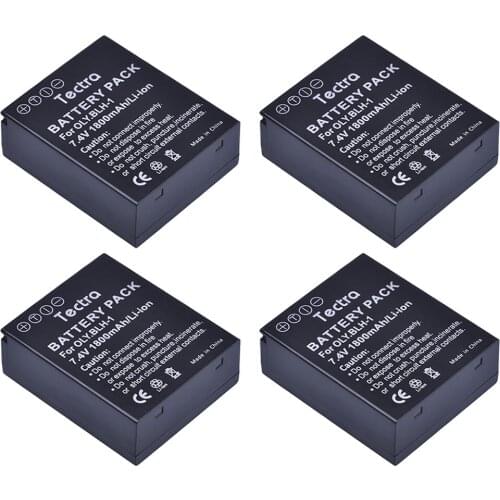 4 pcs 1800mAh BLH-1 BLH1 BLH 1 Camera Battery for Olympus Digital Cameras EM1 E-M1 MARK II EM1-2 Mark 2 Mark2