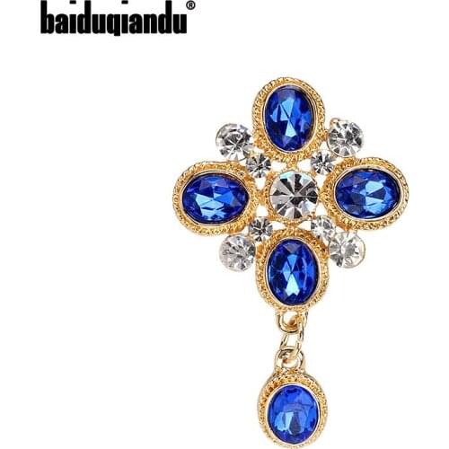 Baiduqiandu Rhinestone Brooch Pins Crystal Flower Brooches Bride Wedding Gift Dress Clothing Girls Jewelry Brooch