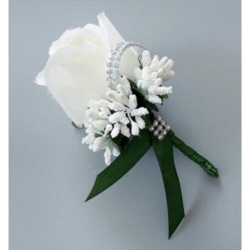 5Pieces/Lot Handmade Wedding Boutonniere Groom Groomsman Buttonhole Artificial Flower Silk Rose Man Suit Brooch Flowers Corsages