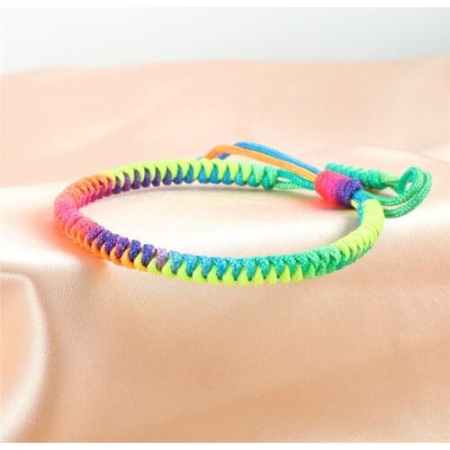 Colorful Braid Thread Bracelets Handmade Knot Adjustable Rope Bracelet Rainbow Color Bangle For Women Men Couple Fashion Jewelry
