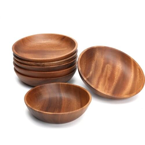 Acacia wooden bowl Food Containers Fruit Practical Wooden Household Kitchen Bowl Cutlery Basin Fruit Bowl Salad Bowl Storage