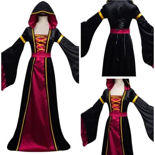 Witch Long Dress Medieval Cosplay Costume Middle Ages Party Performance Dresses Halloween Carnival Suit
