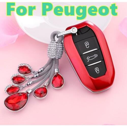 For Peugeot 408 308 301 3008 4008 50008 Car key set ABS paint bright key shell key ring pendant gift car decoration accessories
