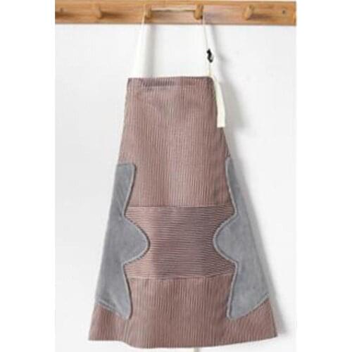 Home Cooking Wipeable Neck Hang Lace-up Apron Oxford Cloth Large Pocket Hand Towel Waterproof Oil-proof Sleeveless Apron