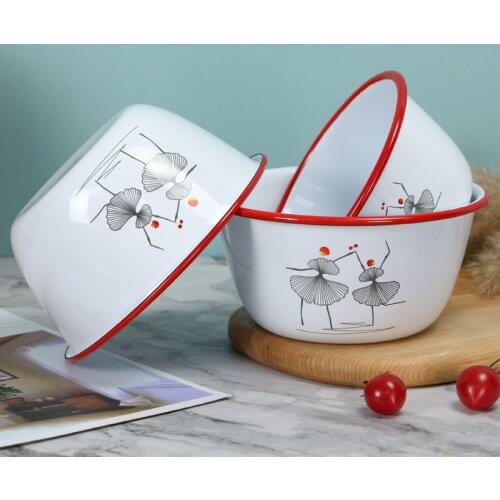 Enamel wash bowl double glazed Antique Chinese nostalgic soup bowl filling Basin