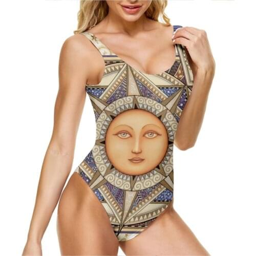 Swimsuit Female Body Shaping Sun Print One-piece Sexy Backless Large Size Swimsuit Female Beach Bikini Ladies Swim Wear