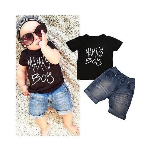 Newborn Summer Children Kid Baby Boy Clothes Letter Prnt Short Sleeve T-Shirt Hot Summer Outfit Set