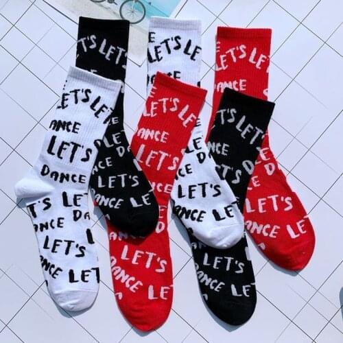 Mens and Womens Street Tide Ins Tube Alphabet Movement Hip Hop Street College Style European and American Cotton Socks