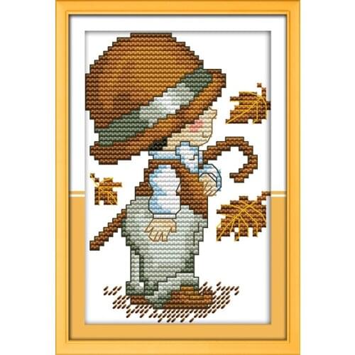 Autumn cross stitch kit 4 season people 18ct 14ct 11ct count print canvas stitches embroidery DIY handmade needlework plus