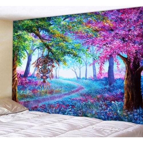 Sunny woods background Tapestry Indian Mandala Tapestry Wall Hanging Tapestries Boho Bedroom Wall Rug Couch Blanket 6 Size
