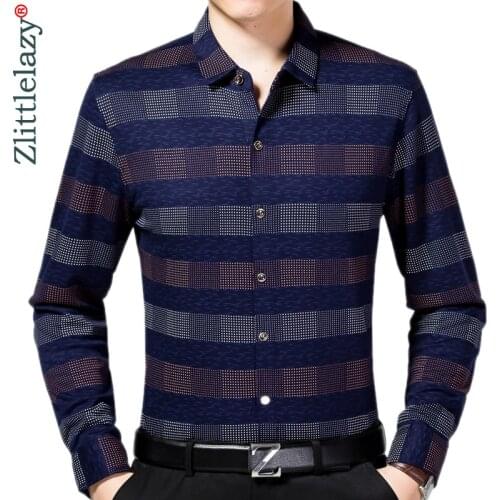 2020 New Long Sleeve Casual Plaid Men Shirt Camisa Social Masculina Streetwear Mens Shirts Casual Slim Fit Dress Clothes 7167