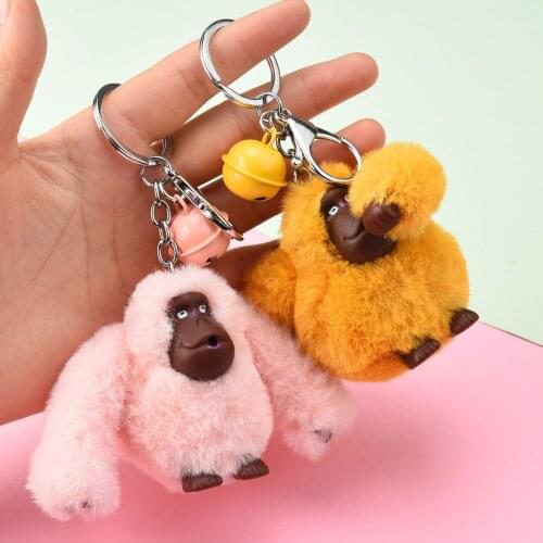 New Plush Fluffy Gorilla key chains Cartoon monkey doll Keychain Kids Toy Girls Pendant keyring women Bag charm key holder Gifts