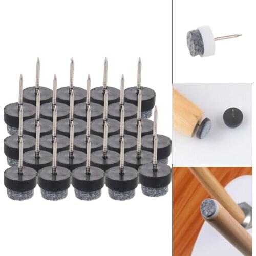 MroMax New Felt Foot Nails CB-14 Plastic+Metal White/Brown/Black 14mm Felt Nails Total Height 24mm Cap Height 9mm 16/26/36/46pcs