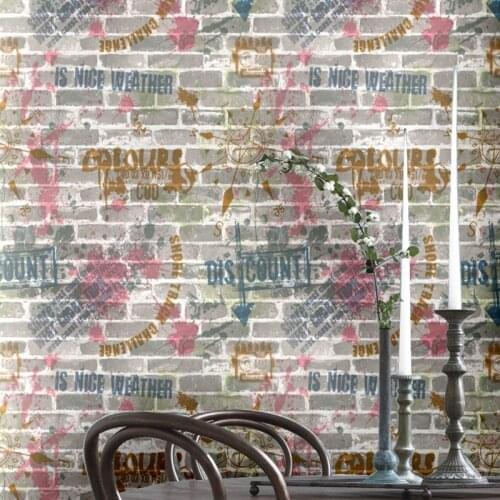 Beibehang Brick pattern English alphabet compass retro wallpaper restaurant hotpot shop baguette cafe wallpaper Papel de parede