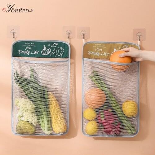 OYOREFD Wall Mounted Kitchen Produce Bags Onion Potato Mesh Bag Eco Friendly Vegetable Fruit Bag Kitchen Hanging Bag Organizer