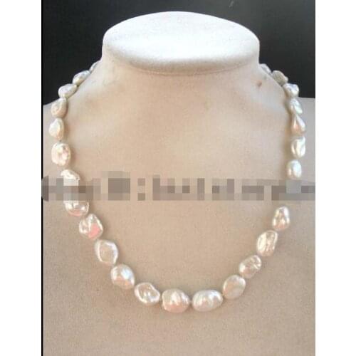 Beautiful 10-14mm freshwater pearl white flat reborn keshi necklace 18" 36"nature wholesale beads