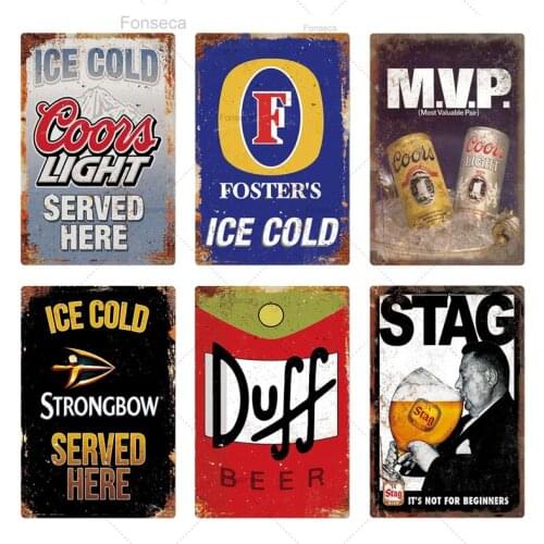 Beer Sign Metal Plaque Shabby Chic Vintage Style Metal Tin Sign Wall Decor For Bar Pub Club Man Cave Decorative Iron Plates