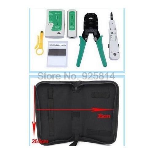 By dhl or ems 10 pieces Ethernet Network Cable Tester Tools Kits RJ45 Crimper Stripper Punch Down RJ11 Cat5 Cat6 Detector
