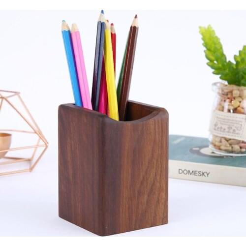 Natural Wooden Pen Pencil Holder Multiple-use Desk Organizer Storage Box Desktop XXUC