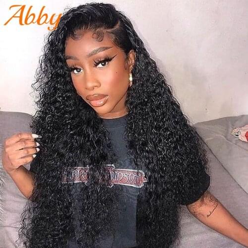Full Lace Frontal Kinky Curly Human Hair Wigs For Women Abby Hair Wig 150% Density Mongolian Remy Wig Pre Plucked Frontal Wigs