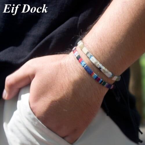 Eif Dock Adjustable Soft Rope Bracelet Trendy Boho Handmade Bohemian Couple Bracelets for Women Unisex Stackable Jewelry
