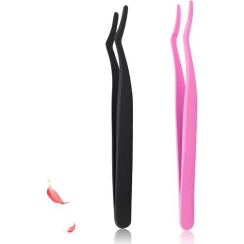 Stainless Steel False Eyelash Curler Tweezers Fake Eye Lash Applicator Portable Eyelash Extension Curler Clips Makeup Tools