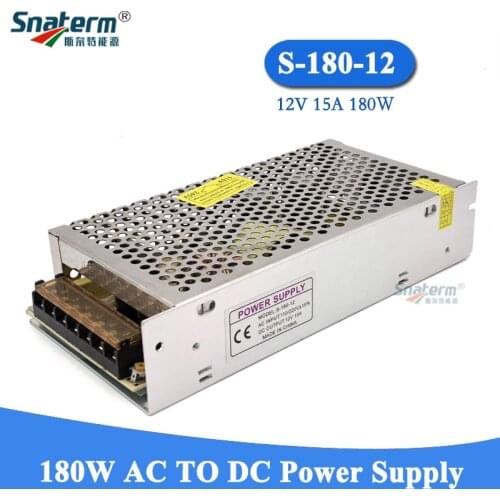 15A 180W S-180-12 DC12V Switching Power Supply Driver Transformer for LED Strip lighting AC110 AC220V adjustable to DC 12V